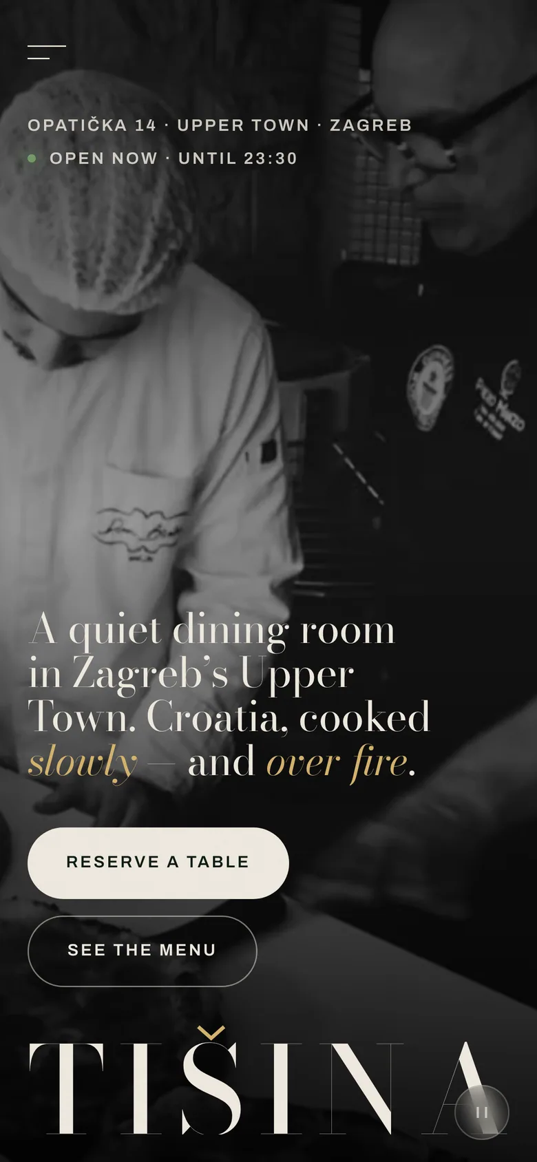 Tišina — Homepage (mobile)