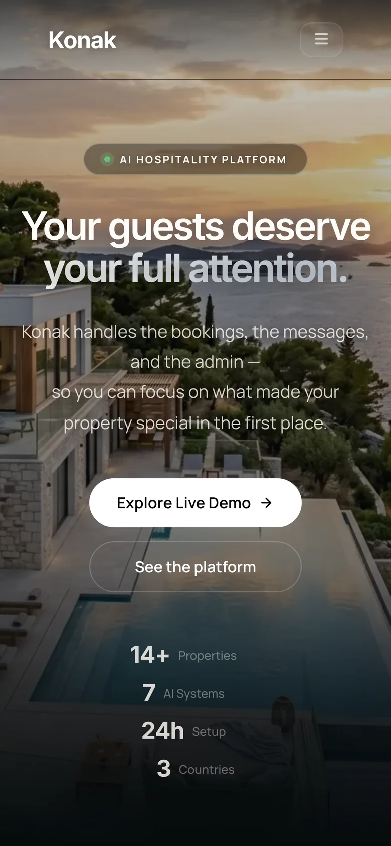 Konak — Homepage (mobile)