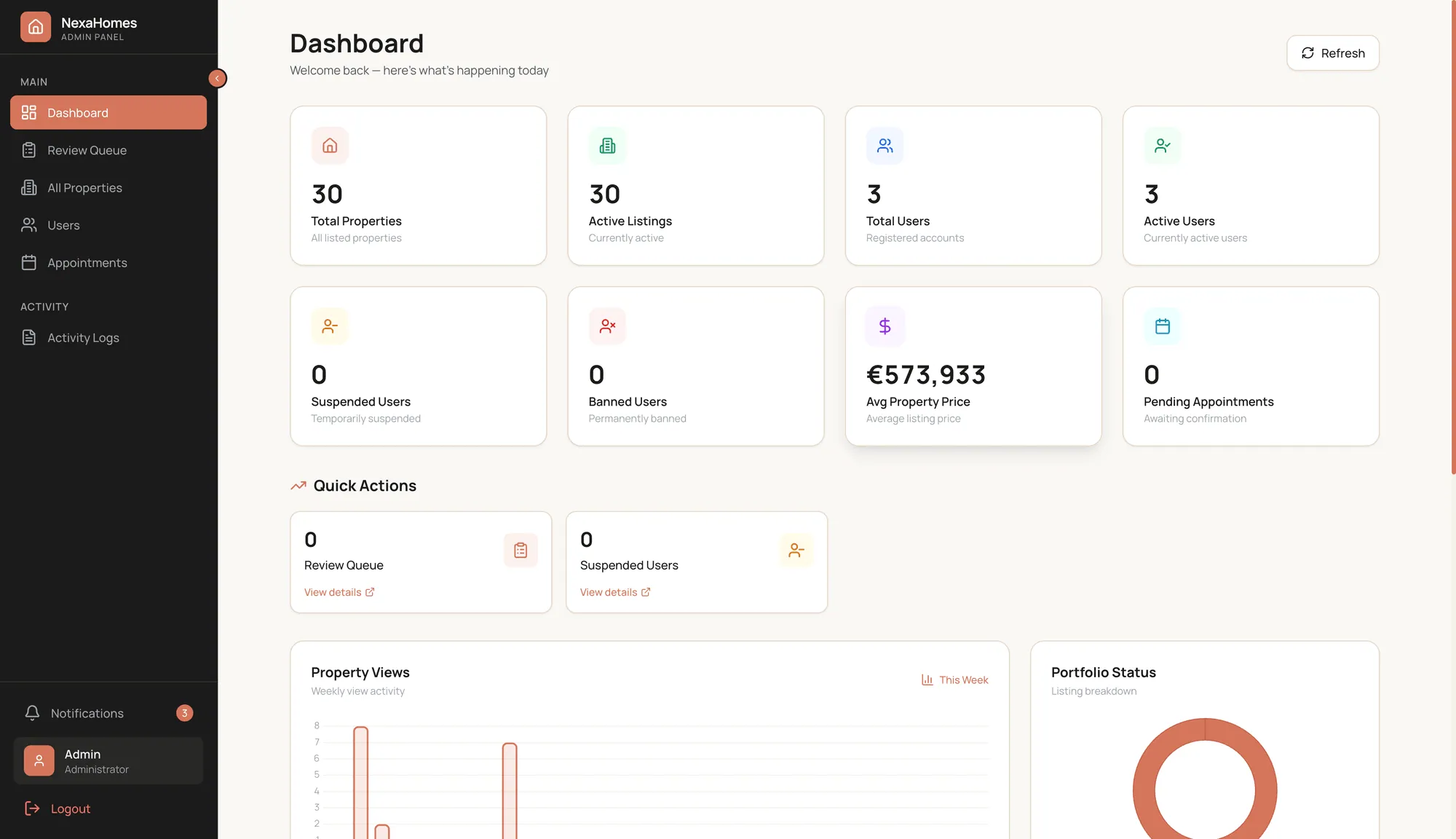 NexaHomes — AI scraping feed — listings auto-populate
