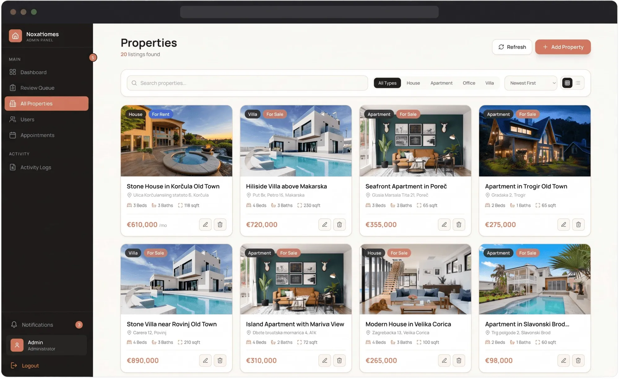 NexaHomes — Listings management & control