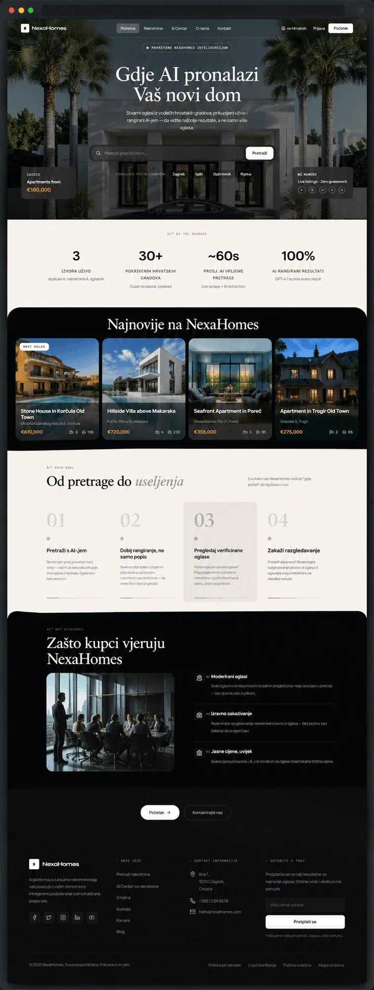 NexaHomes — The whole homepage